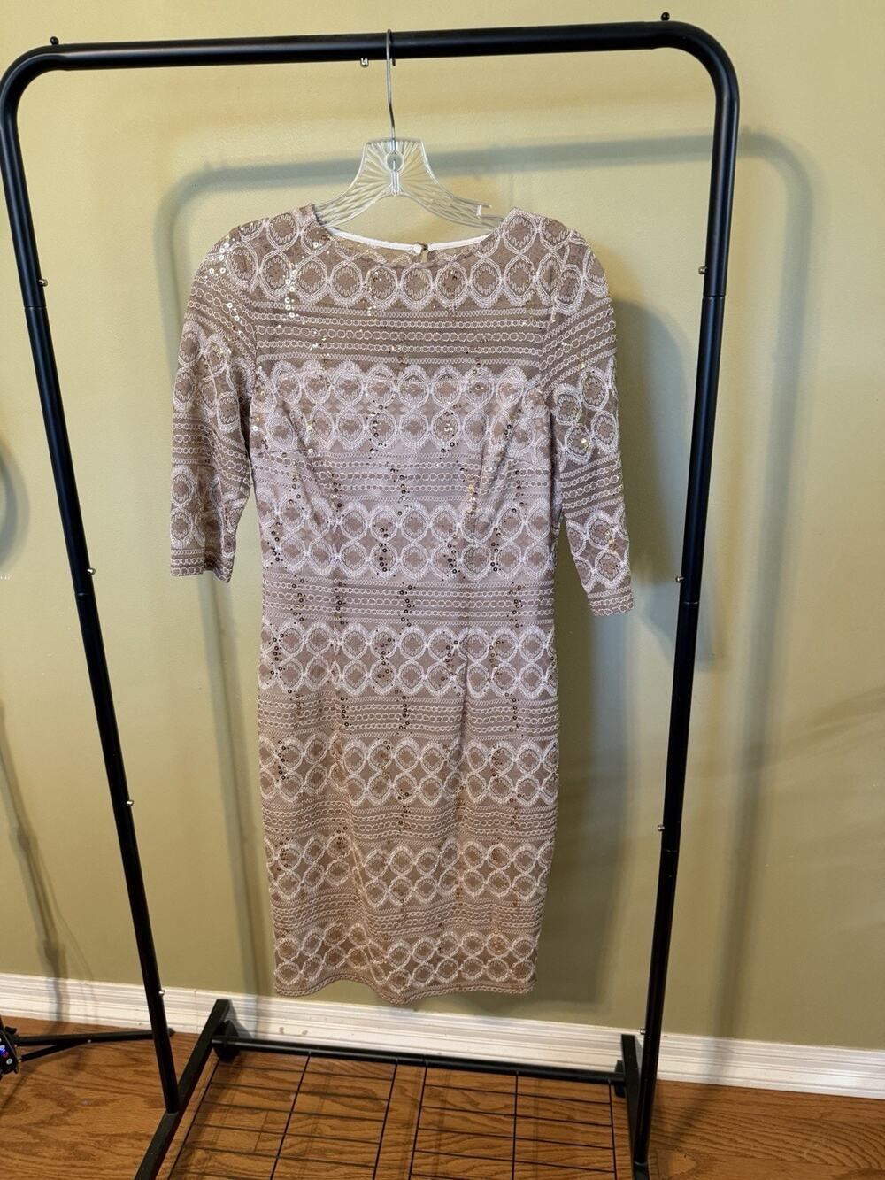 Jax Tan Lace Dress with Sequin Size 8 - Picture 1 of 5
